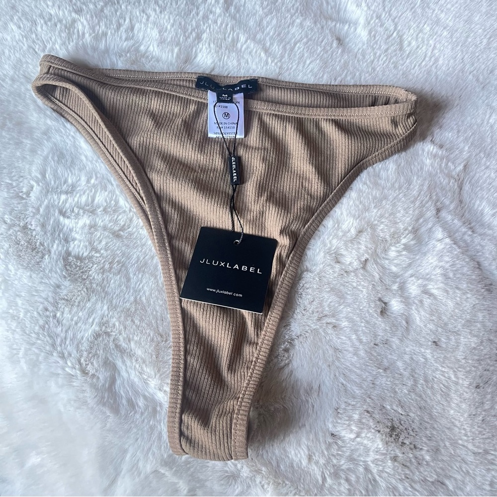JLuxlabel Brown Ribbed Bikini Bottoms Size Medium